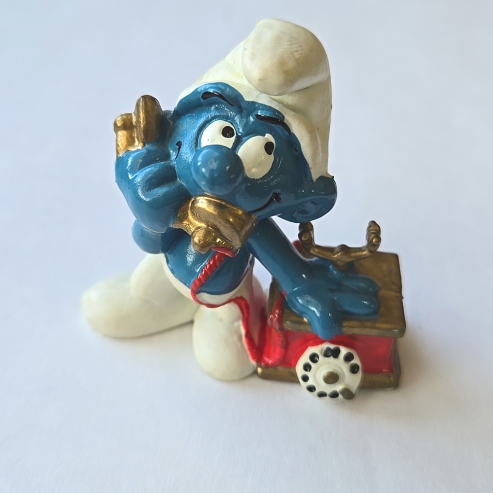 Vintage Peyo Schleigh Telephone Smurf 1980 Hong Kong